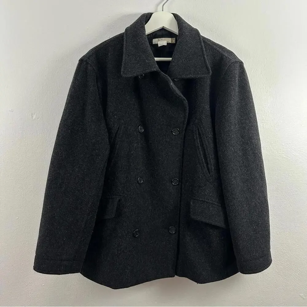 J. Crew Women’s Grey Wool Blend Button Down Thinsulate Coat Size M